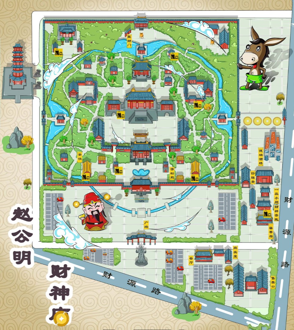 随州寺庙类手绘地图
